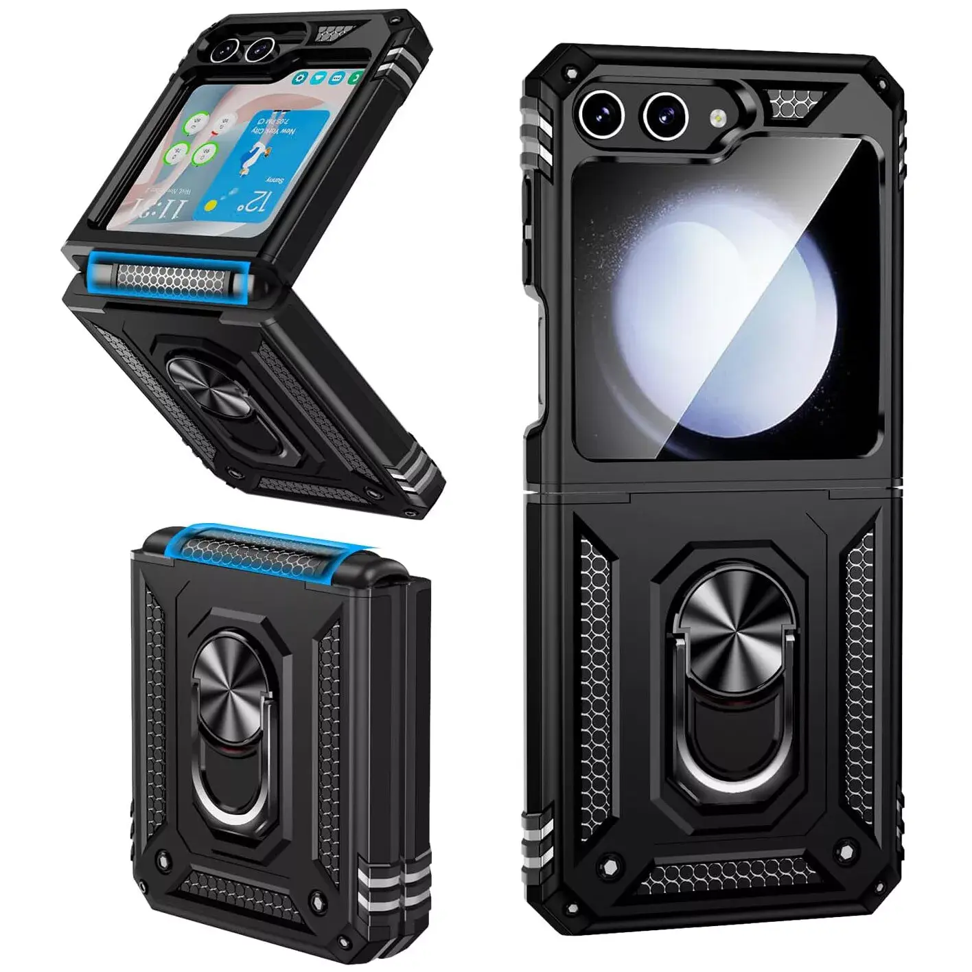 Samsung Galaxy Z Flip 7 2in1 Ring Stand Case Black